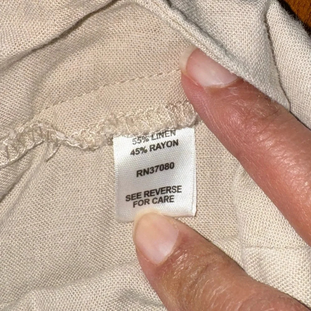 Versona Linen Blend lightweight Khaki Wide Leg Pants Modern - size 10 - Picture 5 of 13